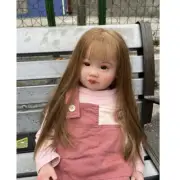 Finished Reborn Doll 30" Assembled Toddler Girl Long Yellow Hair Rooted Handmade
