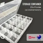 Clear Storage Container 18 Slots Adjustable Plastic Organiser Craft Beads Box