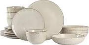 [Gibson Elite] Matisse Double Bowl Dinnerware Set, Service for 4 (16pcs), Taupe