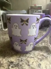Large Halloween Coffee Mug Ghost And Bows. Cobwebs & Cauldrons. Soft Touch New
