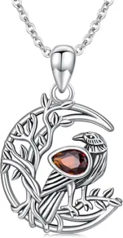 Raven Tree of Life Necklace 925 Sterling Silver Wiccan Pagan Witchy Gifts Women