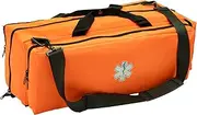 NOVAMEDIC First Responder Empty Oxygen O2 Duffle Bag, 32”x12”x13”, w/ Multiple Compartments, EMT Trauma First Aid Carrier for Paramedics and Emergency Medical Supplies, Orange
