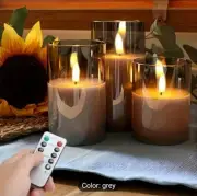 Acrylic Flameless Candles with Remote & Timer, 3 Pack Dimmable Flickering LED