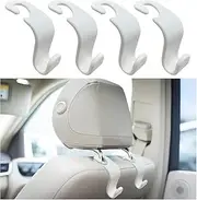 4 Pack Car Seat Headrest Hook, Stylish Back Seat Hook Holder Organizer for Handbag Purse Clothes Coats Grocery Bags, Universal Vehicle Interior Accessories for Most Cars