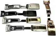 KTKBXUDMUL for Rolex Submariner Oysterflex Daytona GMT Watch Band Strap Deployment Clasp 9mm 16mm Stainless Steel Folding Buckle Glide Lock(Gold)
