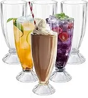 Cheardia 6 Pack Plastic Milkshake Glasses, 15 oz Milkshake Cups Ice Cream Sundae Glasses, Clear Old Fashioned Soda Glasses for Smoothies, Root Beer, Parties, Events
