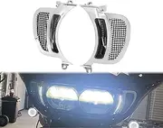LED Vent Turn Signal Lights w/Daytime Running Side Lights Driving Front Lights Fit for Harley Road Glide Models 2015-2023 Chrome with Black Mesh