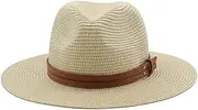 [HEYDHSDC] Straw Hat for Women Panama Summer Sunshade Hat Unisex Wide Brim Beach Wedding Party Flat Cap Ladies Man Hat Apricot(4) 56-58cm