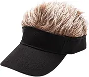 [Fiocias] Men's Visor with Fake Hair, Visor for Men, Funny Spiked Sun Hats, Baseball Wig Cap