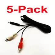 3.5mm Jack To 2 RCA Male Stereo Audio Cable 6Ft (5-Pack)