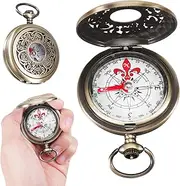 Mini Hiking Brass Compass Outdoor Navigation Compass Waterproof Pocket Compass Kids Portable Pocket Compass Vintage Pocket Watch Compas for Outdoor Camping Hiking Emergencies