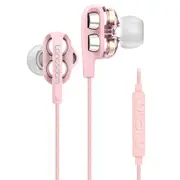 [Dual Dynamic Drivers] D4C Heavy Bass Stereo Line Control Earphone Headphone With Mic ROSEGOLD COLOR