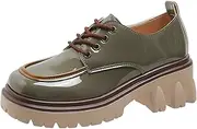 [SACFOF] Platform Loafers for Women Dressy Leather Chunky Heel Loafers Slip ons Round Toe Casual Business Walking Shoes