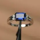 2Ct Emerald Lab Created Blue Sapphire Women's Ring 14k White Gold Plated Silver