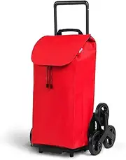 Gimi Shopping Trolley with 6 Wheels, Waterproof Bag, 100% Polyester, Capacity 52 L, 44.2 x 50.8 x 95.5 cm, red, Grande