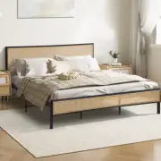 Bed Frame Queen Double King Single Metal Beds Platform Rattan Oikiture