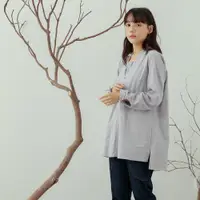 在飛比找蝦皮商城優惠-【MOSS CLUB】假兩件 親膚材質 女長袖襯衫 藍色 白