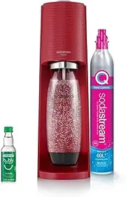 [sodastream] Terra Sparkling Water Maker (Red) with CO2, Dishwasher Safe Bottle and Bubly Drop