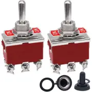 2Pcs Momentary DPDT Toggle Switch 3 Position On-Off-On 12V Heavy Duty with Cap