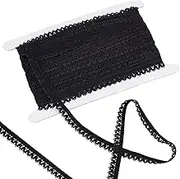 20 Yards Elastic Lace Trim 13mm Wide Black Stretch Edge Lingerie Edging Trimming Webbing Crocheted Lace Cord Ribbon for DIY Sewing Crafts Garment Embellishments Gift Wrapping Supplies