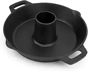 GUDAJIN Universal Cast Iron Chicken Broiler, Flat Turkey Pan, Slow Cooker Frying Pan, Beer Can Turkey Rack, Grilling Accessory Rack, Shabu Shabu Pot, Suitable for Most Grills and Ovens (Black)