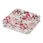 Melamine Square Starters Quarter Dinner Plates Rose Printed 8 Inch Set of 6