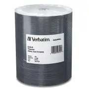 Verbatim DVD-R 4.7GB 16X DataLifePlus White Hub Printable - 100Pk Tape Wrap