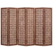 Costway 6 Panel Folding Room Divider Openwork Carving Privacy Screen 165cm - Walnut