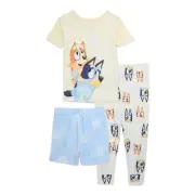 Bluey and Bingo Toddler Girl's Spring Flowers 3-Piece Soft Character Pajama Set