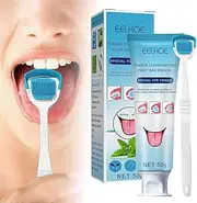 Tongue Cleaning Gel with Brush,Tongue Cleaner Gel for Adults, Oral Care Removes Oral Odor Fresh Breath Tongue Coating Cleaning Bad Breath