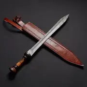 Custom Handmade Damascus Steel Blade Roman Gladius Sword| Hunting Sword| Camping