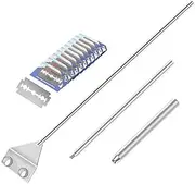 Poemtian Stainless Steel Algae Scraper Blade Fish Tank Glass Cleaner, Extendable Handle, with 10 Blades for Glass Aquarium Fish Tank