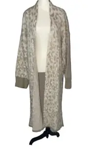 Topshop Beige Leopard Print Duster Cardigan Long Sleeves Size 8-10 Open Front