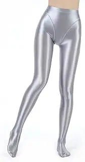 [Choomomo] Women's Shiny Glossy Leggings High Waist Stretchy Footed Tights Opaque Stockings Pantyhose