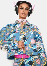 [NGOrder] Anime Print Denim Jacket