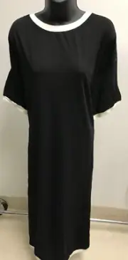 NWT Cynthia Rowley Black Maxi Banded Short Sleeve Dress, Size M