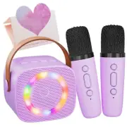 Karaoke Machine for Kids Adults, Mini Portable Bluetooth Speaker with 2 Wirel...