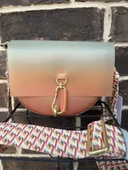 NWT $295 Zac Zac Posen Sunset Belay Saddle Crossbody orange green ombre
