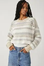 NWT $98 Free People Devon Cropped Striped Sweater S