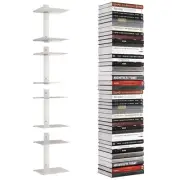 Invisible Floating Bookshelf for Wall, 8 Tier Vertical Spine 4PC-8 Tier White