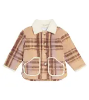[Paade Mode] Paade Mode Teddy-trimmed checked coat Y 8 multicoloured