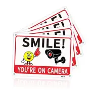 4-Pack 10x7-inch Aluminum UV-Printed Camera Surveillance Signs - Smile