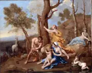 Nicolas Poussin - The Nurture of Jupiter Fine Art Print on Canvas Wall Decor 36"