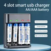 4 Slot Battery Charger USB 1.2V For AA AAA Rechargeable Ni-MH Ni-CD Batteries