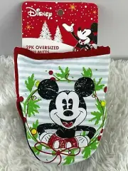 Disney Christmas Mickey Mouse Oversize Mini Oven Mitts 5.5" x 7" Set of 2