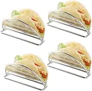 YellRin Taco Holder Stainless Steel Taco Holders Stands Set of 4 Racks Holds Soft or Hard Shell Tacos - for Burritos and Tortillas Holder