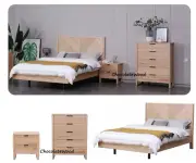 COTY 4 PIECE SOLID MESSMATE KING BEDROOM SUITE NATURAL BED 2 BEDSIDES TALLBOY