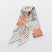 HERMES Twilly CAVALIER EN FORMES scarf clothing silk silk women's gray / multi-c