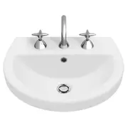 Caroma White Cosmo Semi Recessed Basin - 3 Tap Hole