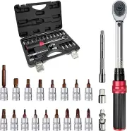 Bike Torque Wrench Set 1/4inch Drive Click Torque Screwdriver Bicycle Tool 22PCS